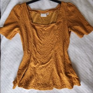 Textured Anthropologie Blouse Square Neck